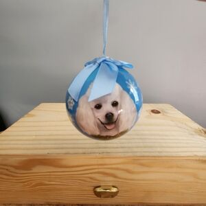 White Poodle Dog Christmas Ball Ornament